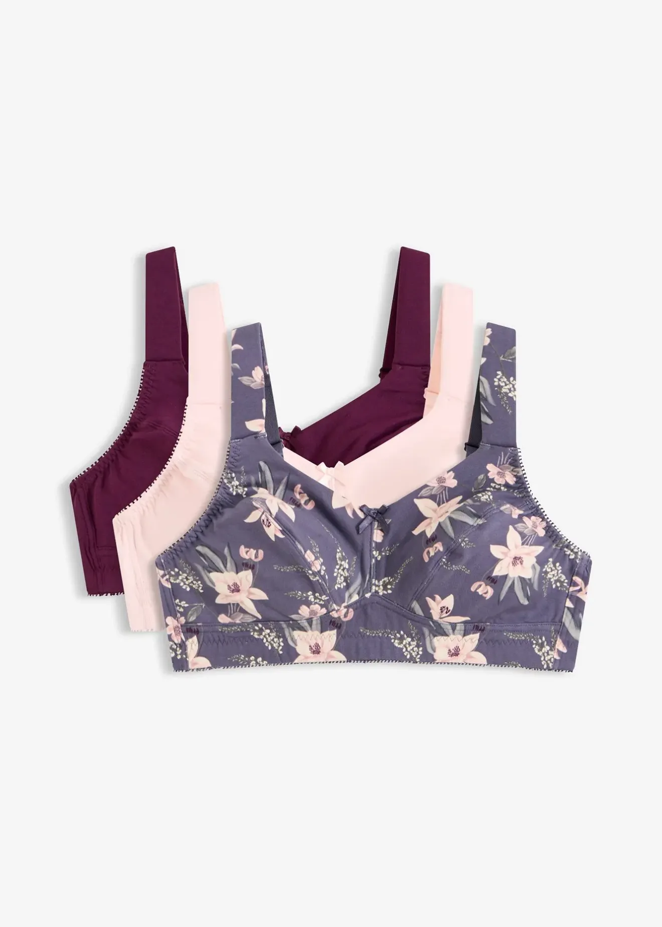 bonprix Lot de 3 soutiens-gorge coton sans armatures|Femme Lingerie Coton|Soutiens-Gorge