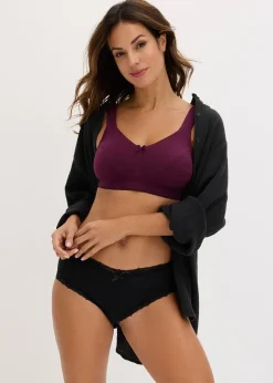 bonprix Lot de 3 soutiens-gorge coton sans armatures|Femme Lingerie Coton|Soutiens-Gorge