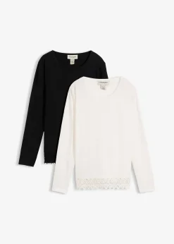 Femme bonprix T-Shirts & Tops|Lot de 2 T-shirts manches longues 100% coton