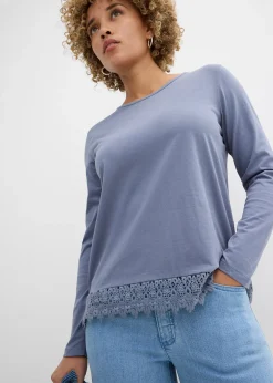 bonprix Lot de 2 T-shirts manches longues 100% coton|Femme T-Shirts & Tops