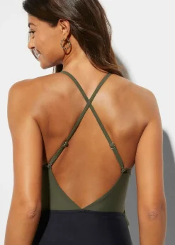 bonprix Maillot 1 pièce à découpe et volants|Femme Maillots 1 Pièce