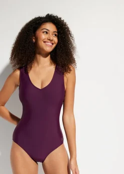 bonprix Maillot 1 pièce sculptant à col en V, maintien modéré|Femme Maillots De Bain Sport|Maillots De Bain Gainants