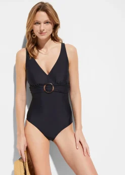 bonprix Maillot 1 pièce sculptant, maintien léger, encolure V|Femme Maillots De Bain Gainants|Maillots 1 Pièce