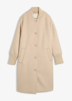 bonprix Manteau à empiècement en maille|Femme Vestes & Manteaux