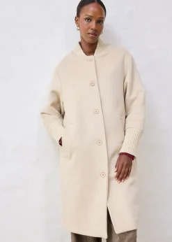 bonprix Manteau à empiècement en maille|Femme Vestes & Manteaux