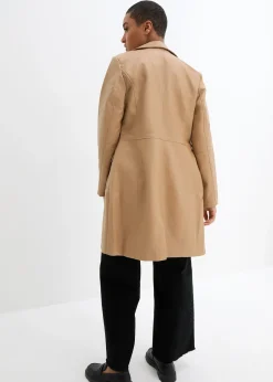 bonprix Manteau avec revers, cintré|Femme Vestes & Manteaux