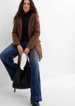 bonprix Manteau court déperlant avec ceinture et doublure léopard|Femme Vestes & Manteaux