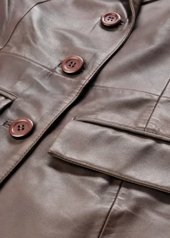 bonprix Manteau court en cuir nappa d’agneau|Femme Premium|Vestes & Manteaux