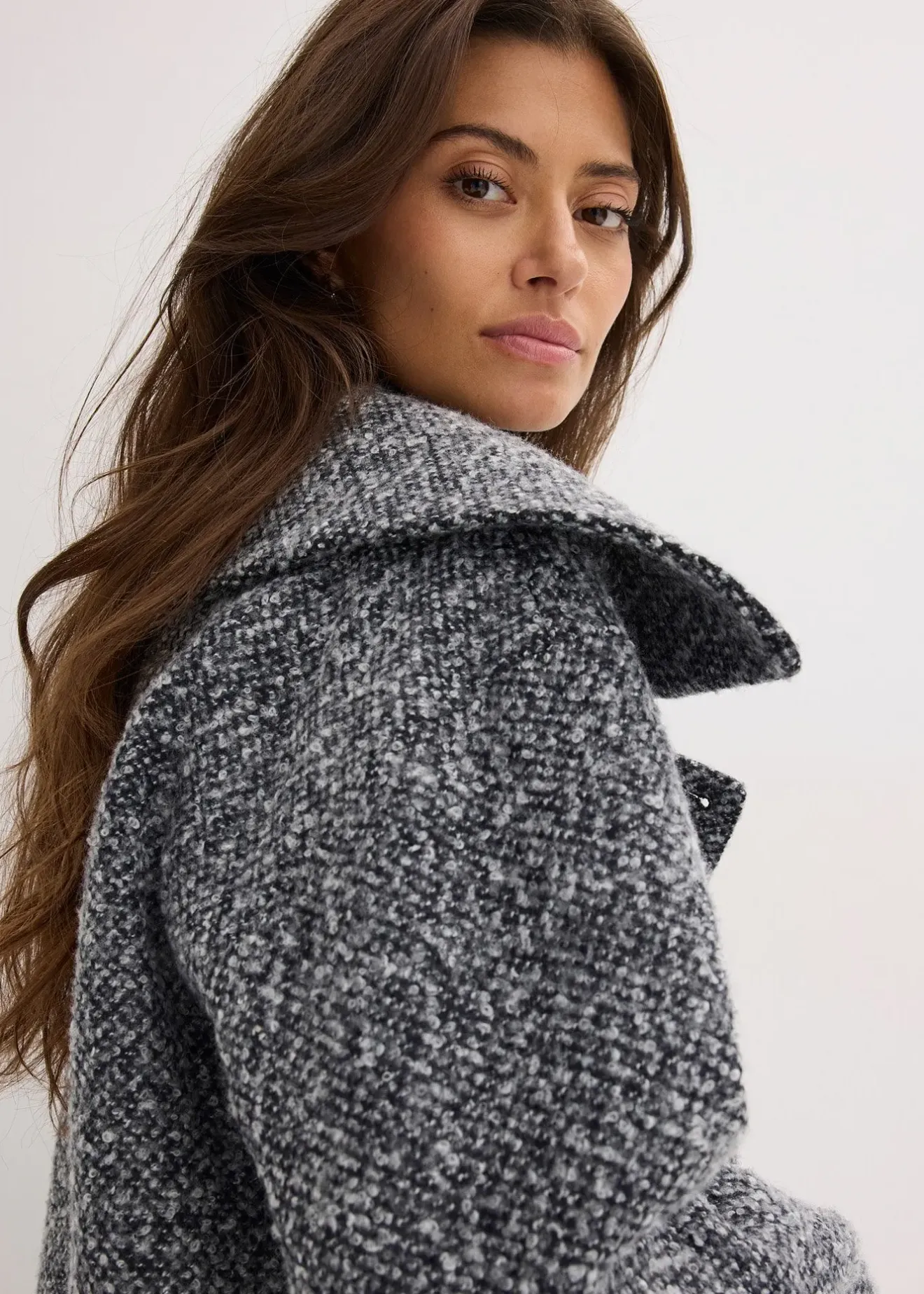 bonprix Manteau court et oversize, aspect chiné|Femme Vestes & Manteaux