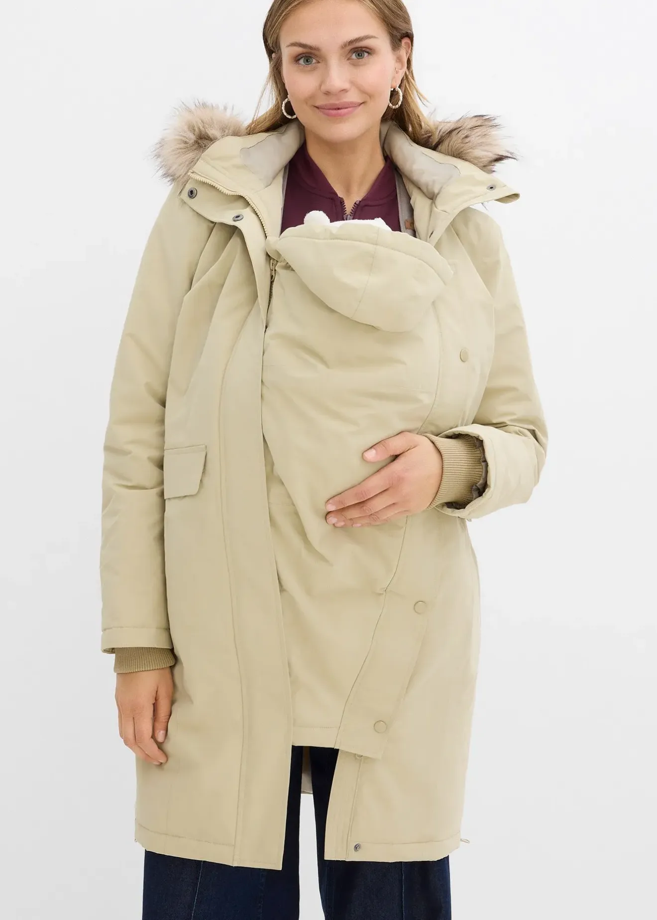 bonprix Manteau de grossesse 3-en-1 coupe-vent et imperméable avec fonction portage|Femme Femme Enceinte