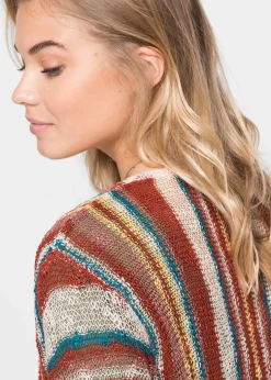 bonprix Manteau en maille à rayures|Femme Maille|Pulls & Gilets