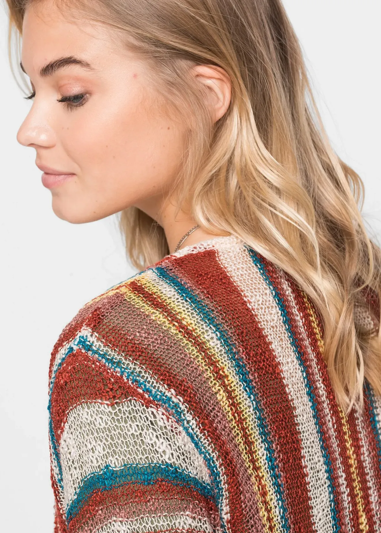 bonprix Manteau en maille à rayures|Femme Maille|Pulls & Gilets