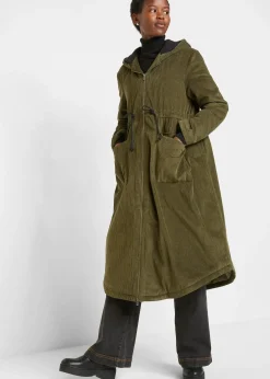 Femme bonprix Vestes & Manteaux|Manteau en velours côtelé 100% coton avec capuche doublée sherpa