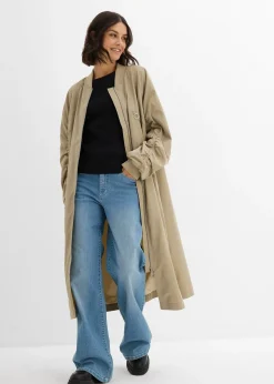 bonprix Manteau léger avec col en bord-côtes|Femme Vestes & Manteaux