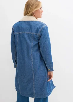 bonprix Manteau rembourré en denim, doublé sherpa|Femme Vestes & Manteaux