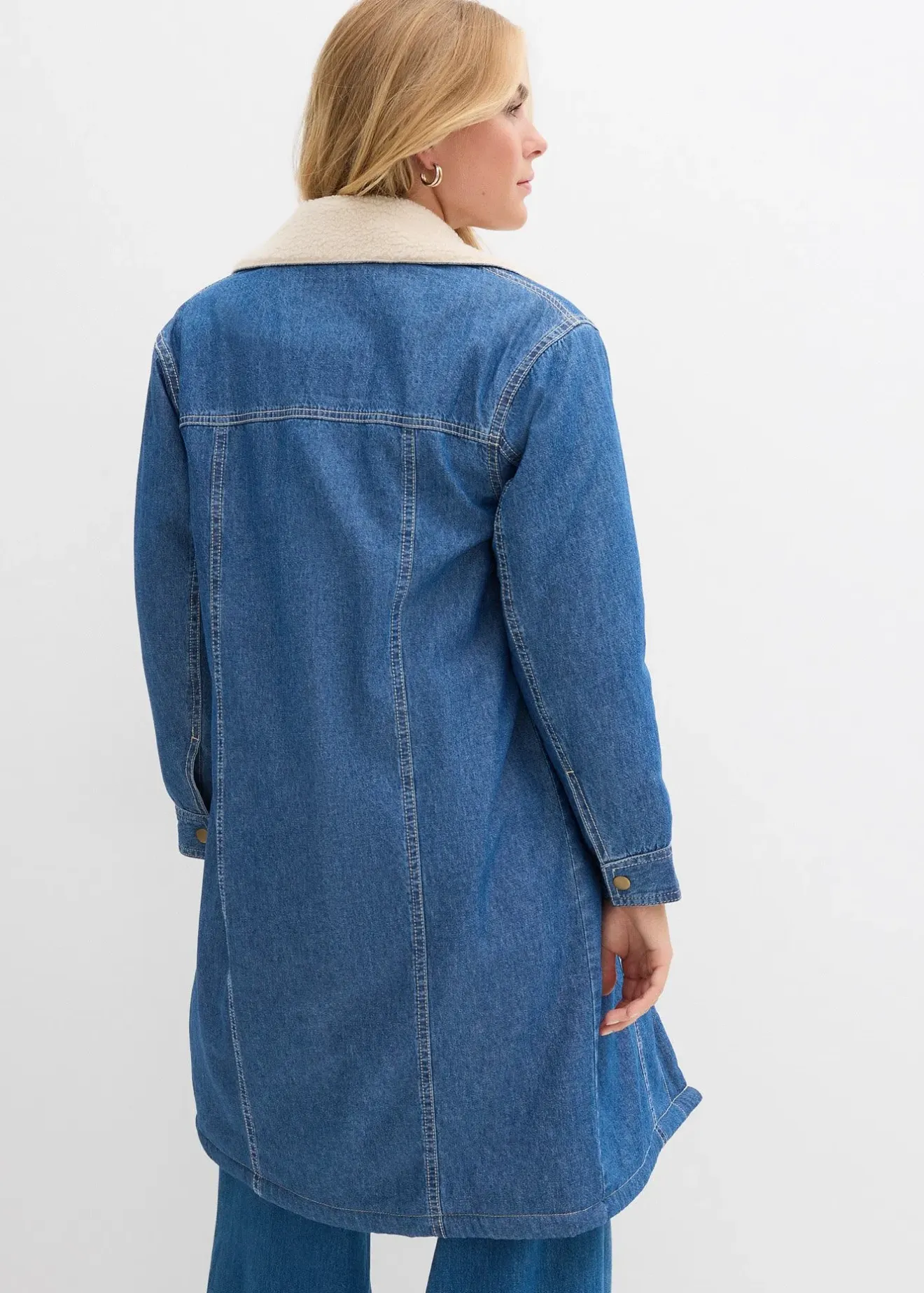 bonprix Manteau rembourré en denim, doublé sherpa|Femme Vestes & Manteaux