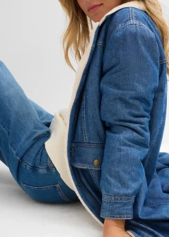 bonprix Manteau rembourré en denim, doublé sherpa|Femme Vestes & Manteaux