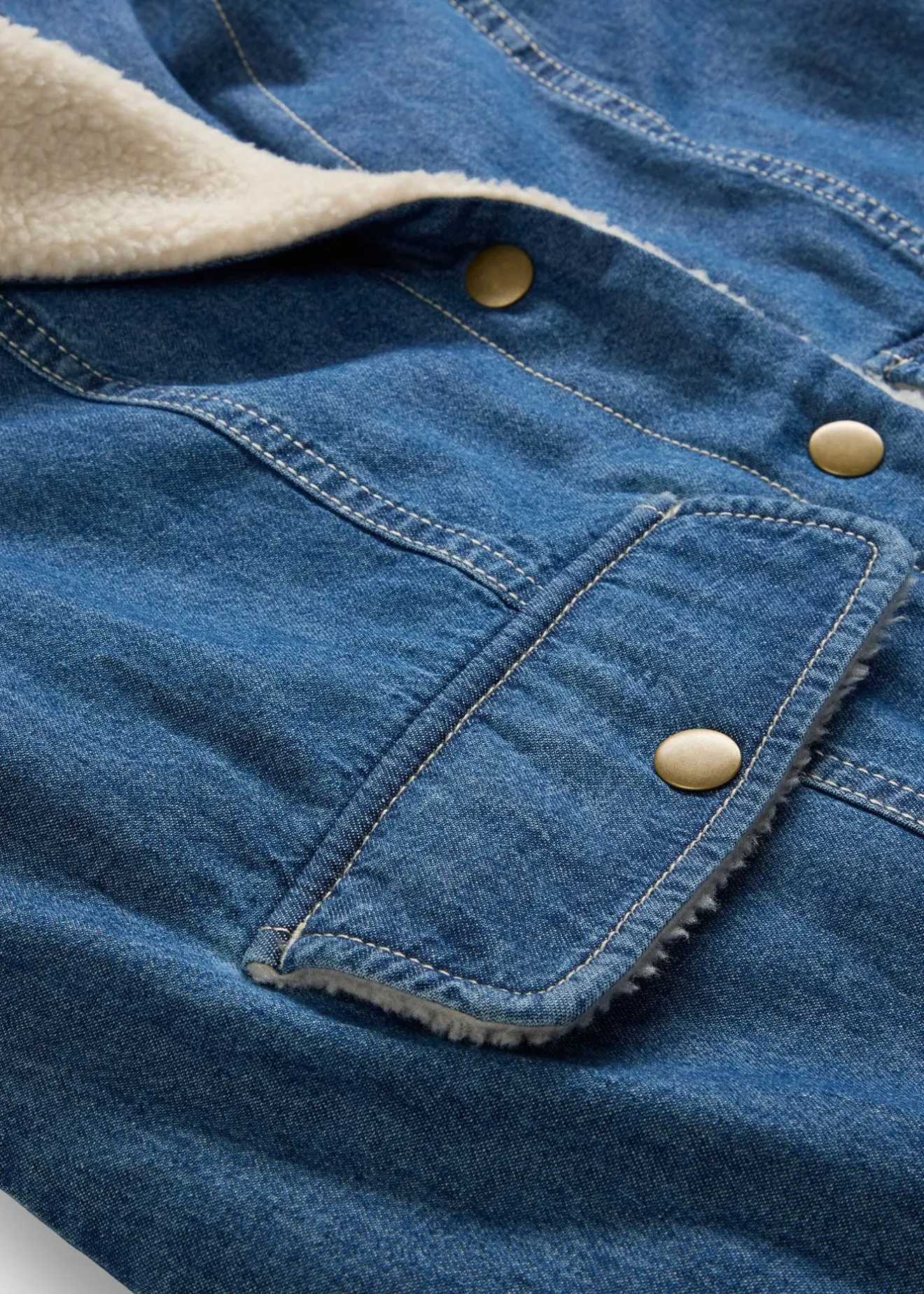 bonprix Manteau rembourré en denim, doublé sherpa|Femme Vestes & Manteaux