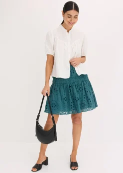 Femme bonprix Jupes|Mini-jupe en broderie anglaise