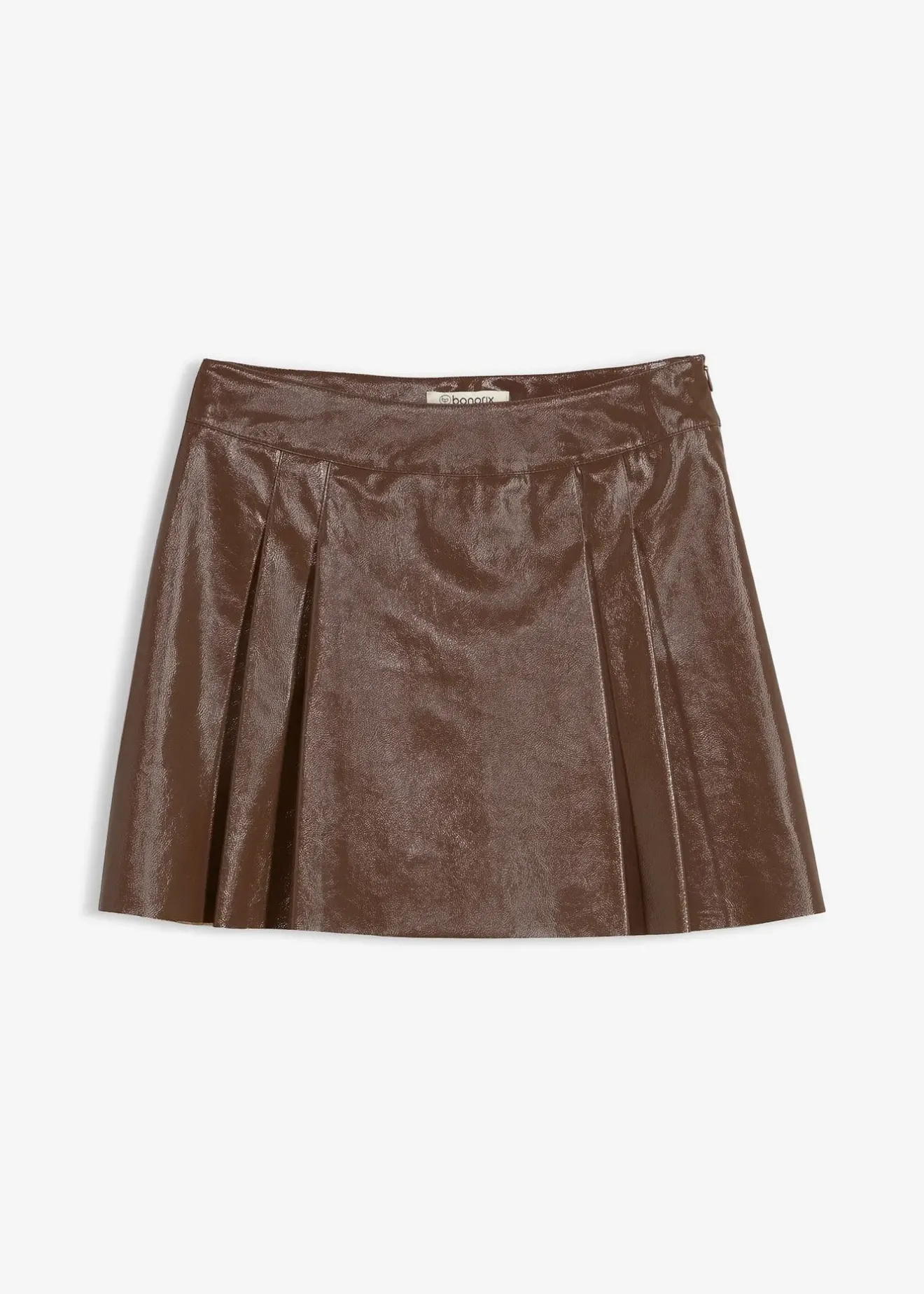 Femme bonprix Jupes|Mini-jupe enduite à plis creux