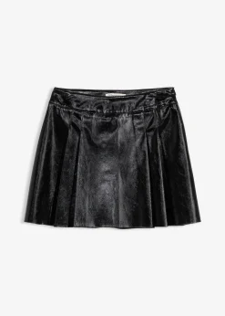 bonprix Mini-jupe enduite à plis creux|Femme Jupes
