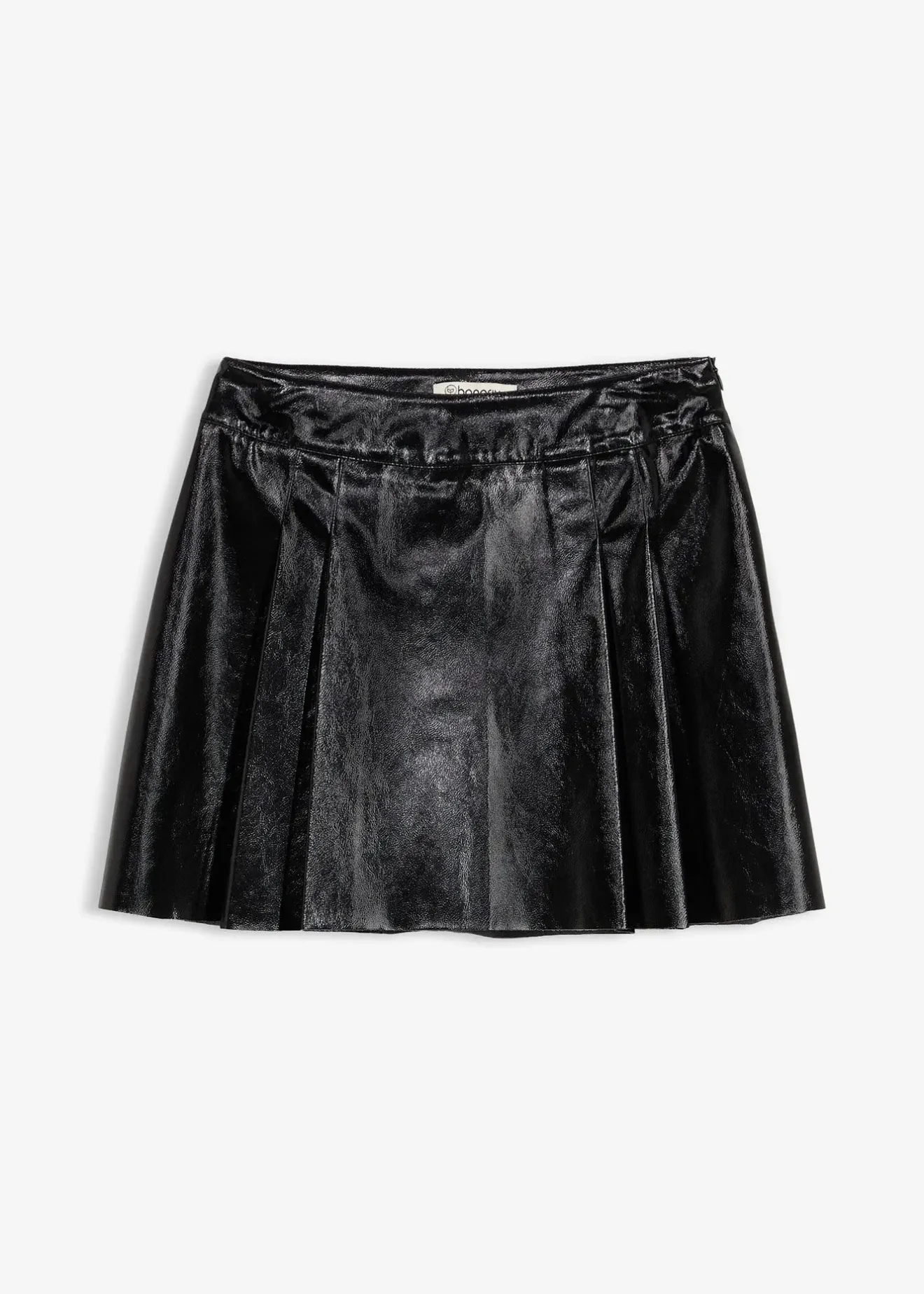 bonprix Mini-jupe enduite à plis creux|Femme Jupes