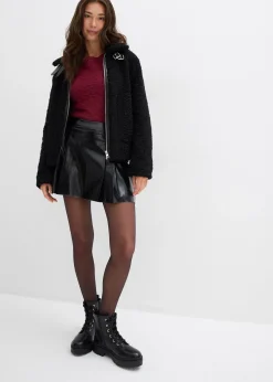 bonprix Mini-jupe enduite à plis creux|Femme Jupes