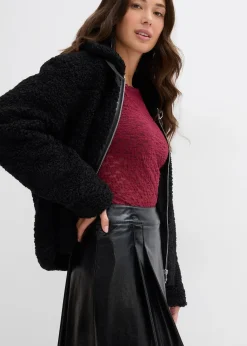 bonprix Mini-jupe enduite à plis creux|Femme Jupes