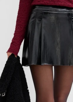 bonprix Mini-jupe enduite à plis creux|Femme Jupes