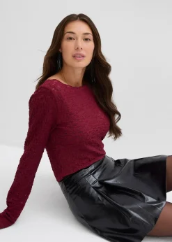 bonprix Mini-jupe enduite à plis creux|Femme Jupes