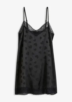 Femme bonprix Guêpières & Déshabillés|Dessous|Négligé en satin à motif cœur