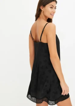 Femme bonprix Guêpières & Déshabillés|Dessous|Négligé en satin à motif cœur