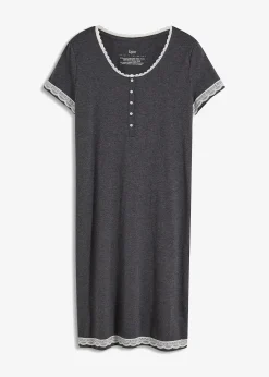 Femme bonprix Basiques|Lingerie Nuit|Nuisette avec patte de boutonnage et dentelle