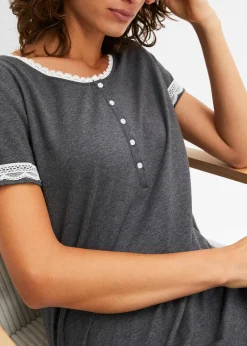 Femme bonprix Basiques|Lingerie Nuit|Nuisette avec patte de boutonnage et dentelle