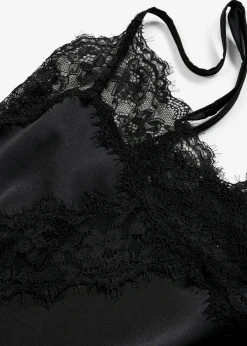 Femme bonprix Guêpières & Déshabillés|Dessous|Nuisette en satin avec dentelle