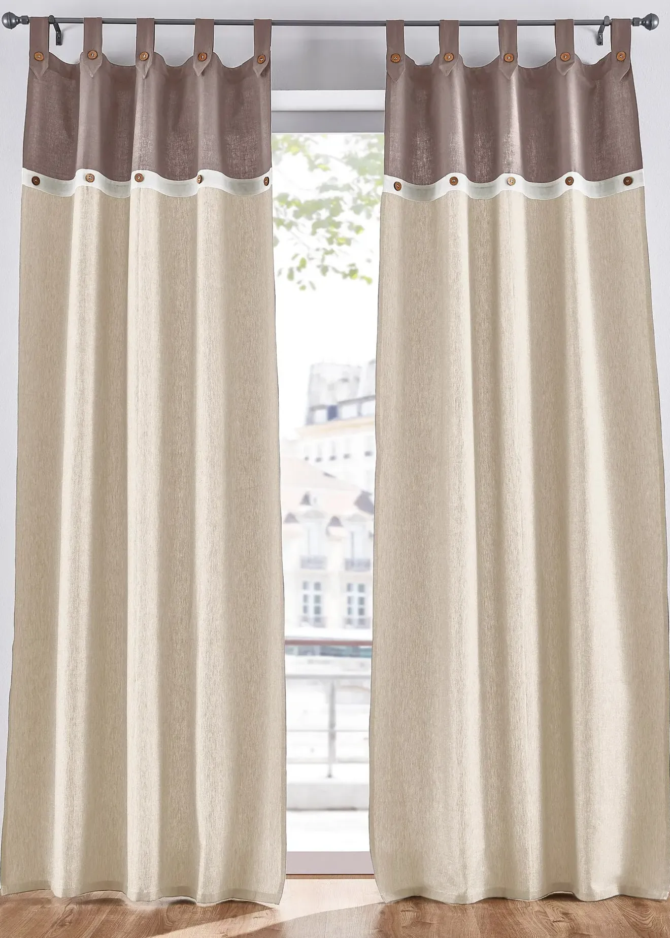 bonprix Salon·Rideaux & Voilages|Rideaux Classiques|Panneau en coton avec boutons (1 pce.)