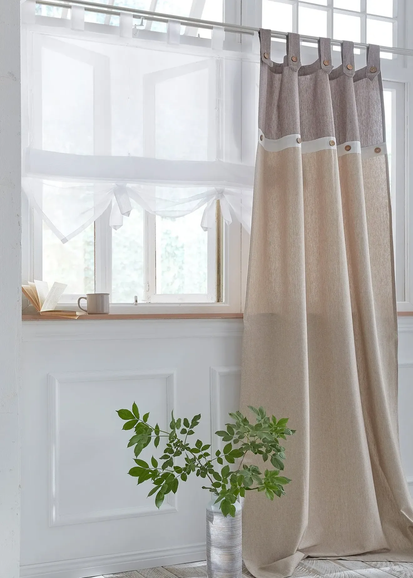 bonprix Salon·Rideaux & Voilages|Rideaux Classiques|Panneau en coton avec boutons (1 pce.)