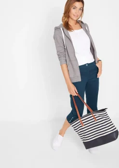 bonprix Pantacourt en coton avec taille élastique et boutons|Femme Pantalons