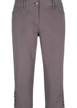 Femme bonprix Pantalons|Pantacourt en coton avec taille élastique et boutons