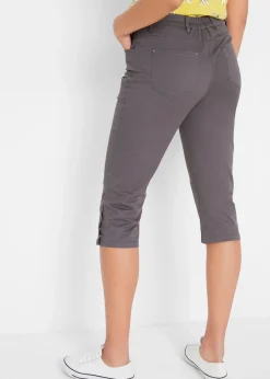Femme bonprix Pantalons|Pantacourt en coton avec taille élastique et boutons
