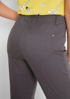 Femme bonprix Pantalons|Pantacourt en coton avec taille élastique et boutons