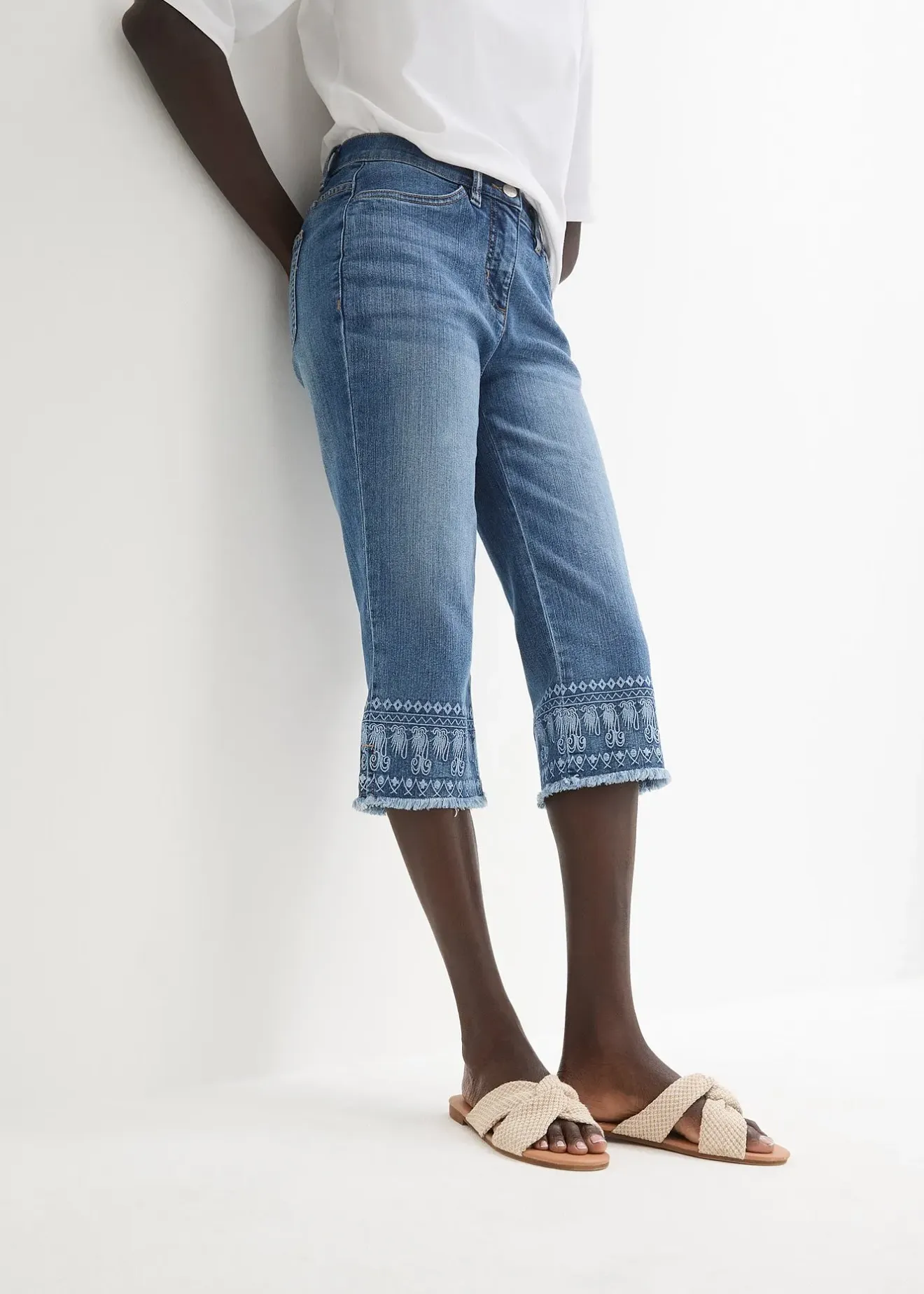 bonprix Pantacourt jean|Femme Jeans