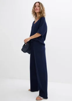 bonprix Pantalon 100% coton texturé|Femme Pantalons