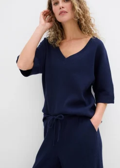 bonprix Pantalon 100% coton texturé|Femme Pantalons