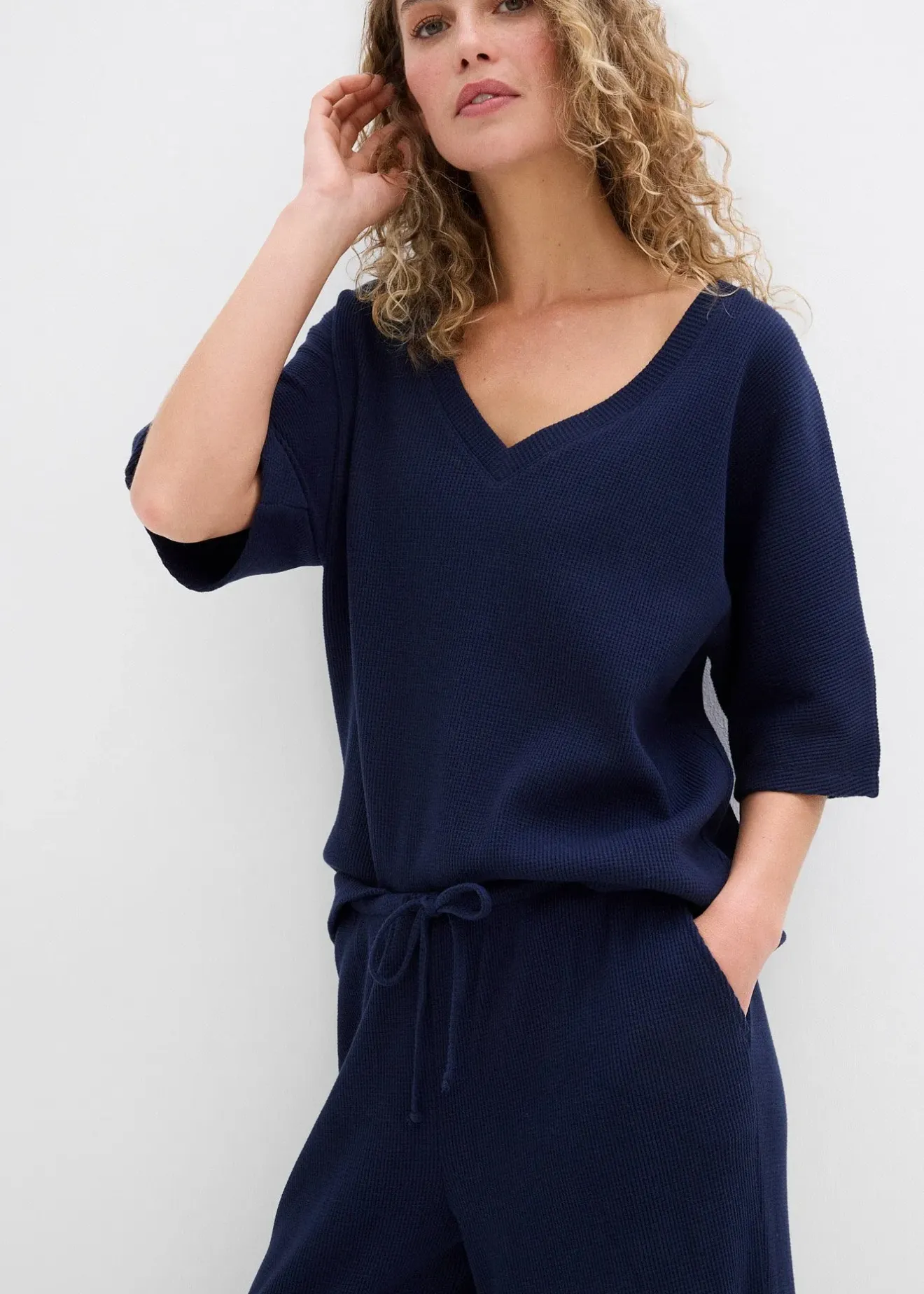 bonprix Pantalon 100% coton texturé|Femme Pantalons