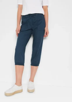 Femme bonprix Pantalons|Pantalon 3/4 en lin et coton