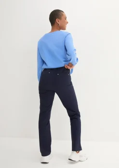bonprix Pantalon à enfiler avec taille confortable, Straight|Femme Pantalons