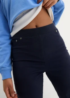 bonprix Pantalon à enfiler avec taille confortable, Straight|Femme Pantalons