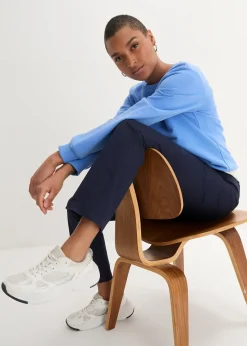 bonprix Pantalon à enfiler avec taille confortable, Straight|Femme Pantalons