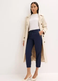 bonprix Pantalon 7/8 léger en lin et coton|Femme Pantalons